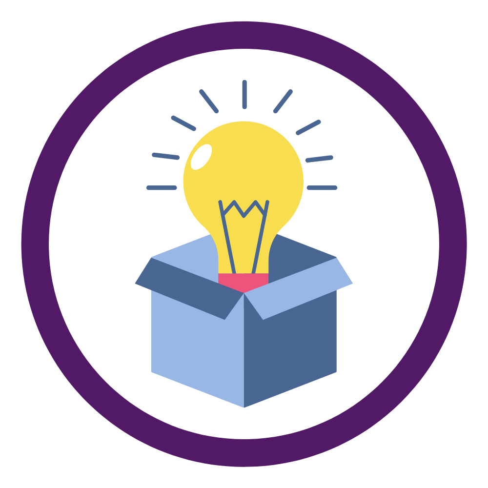 lightbulb coming out of box icon