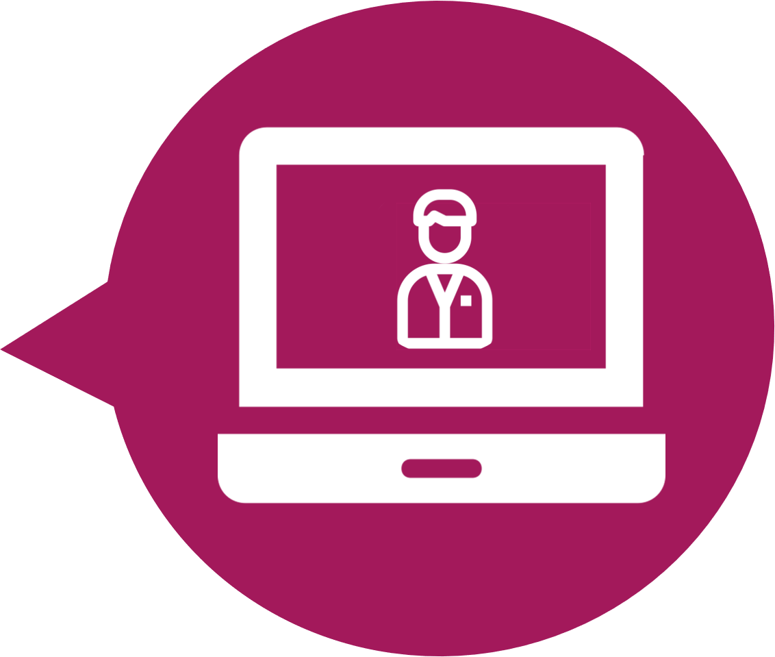 Speech bubble with computer screen