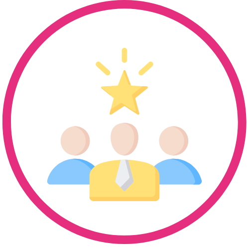 three people, one with star above head