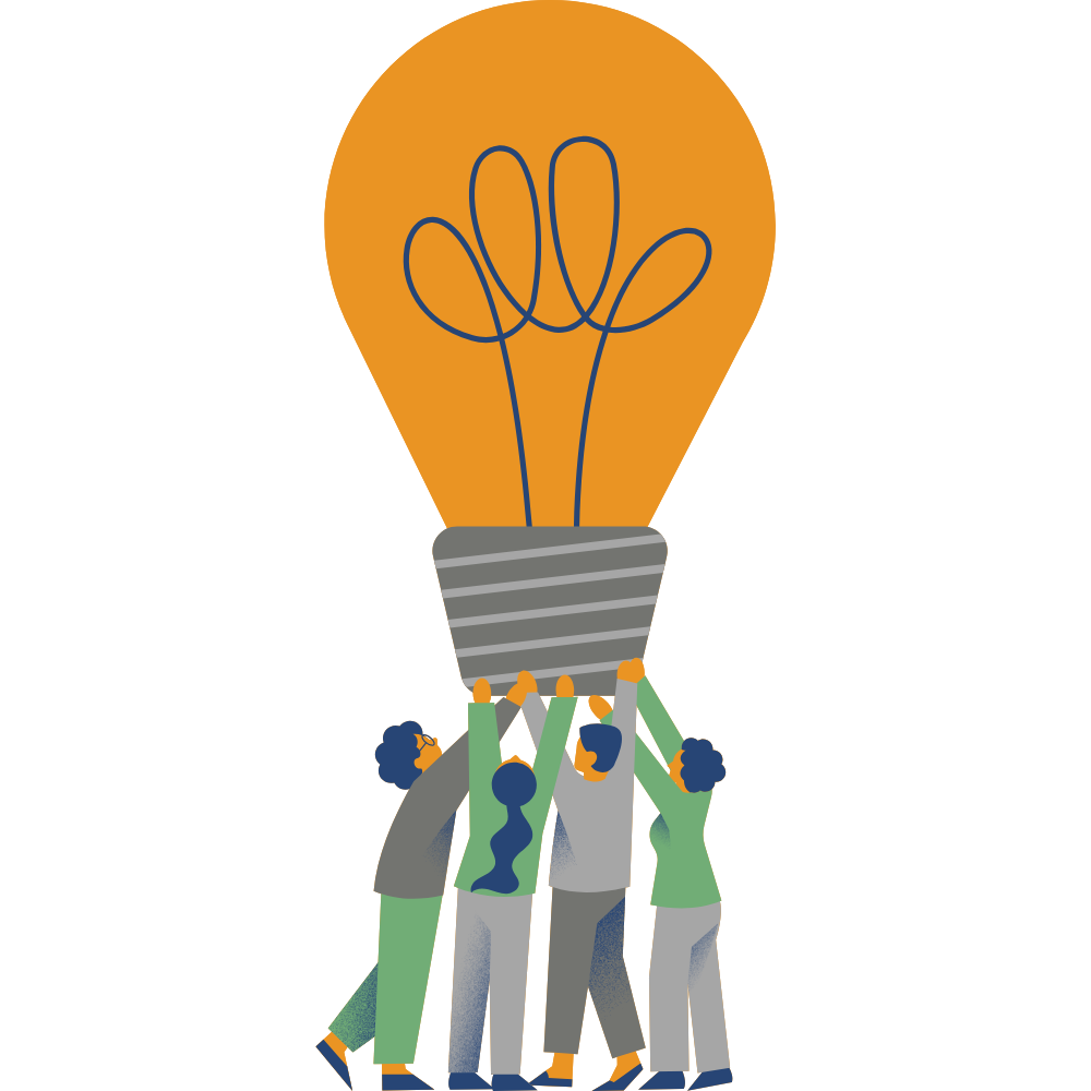 illustration of people holding lightbulb