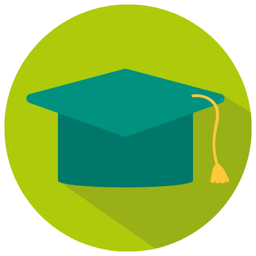 graduate hat inside green circle