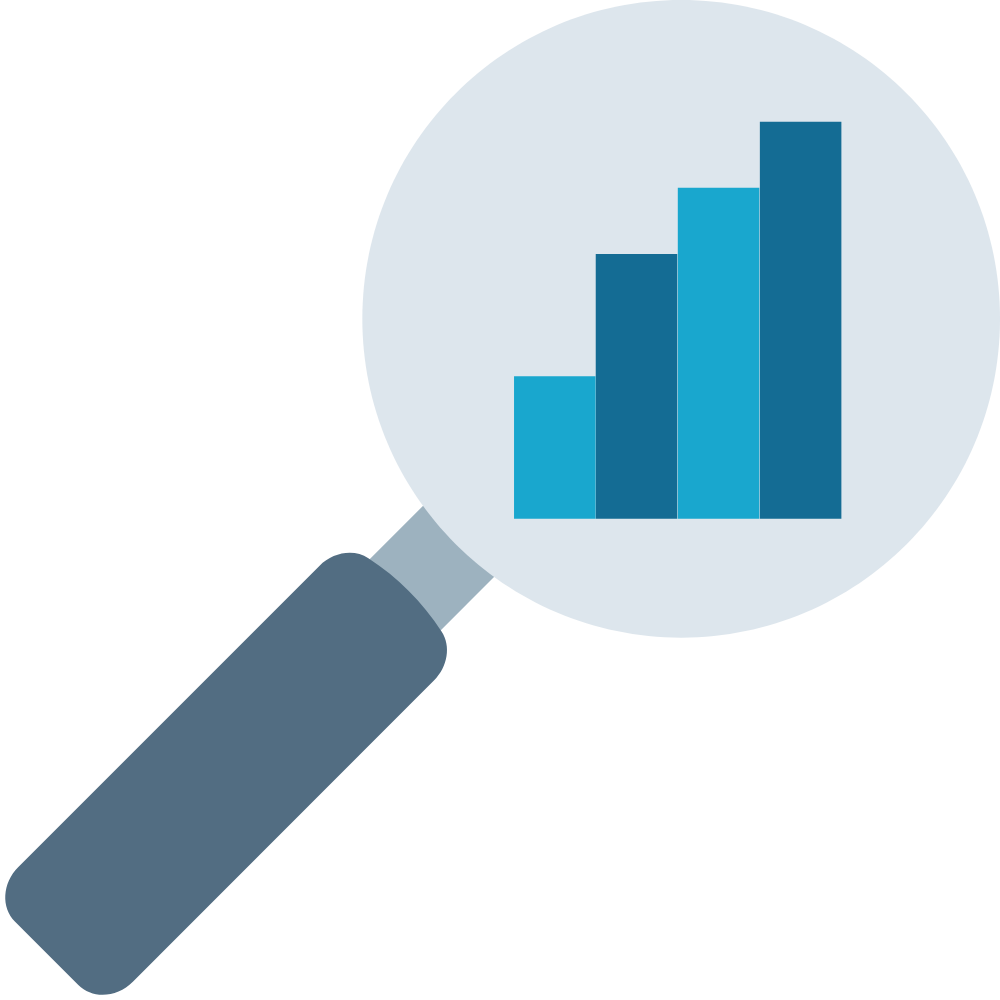 graphic of statistics inside magnifying lens