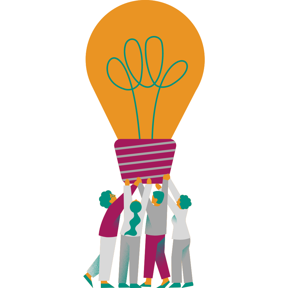 illustration of people holding lightbulb