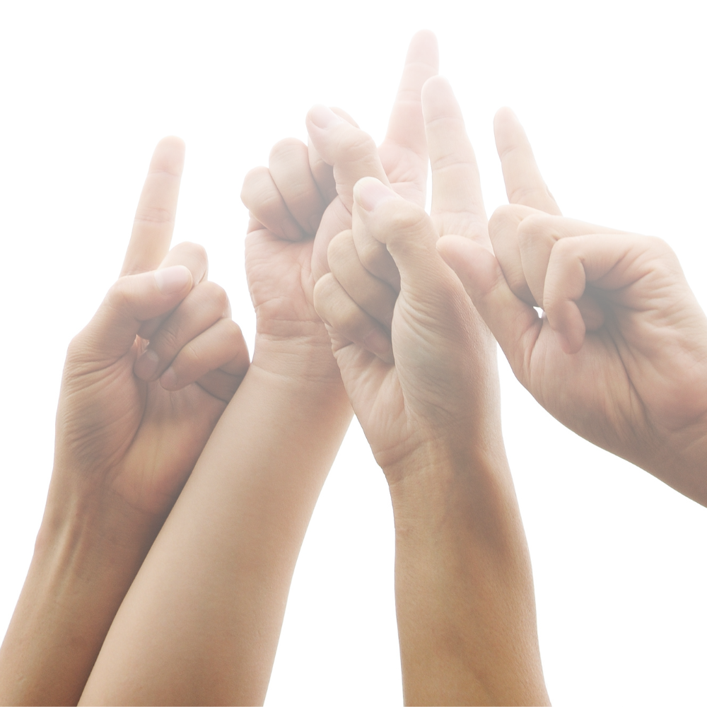 three fingers in the air