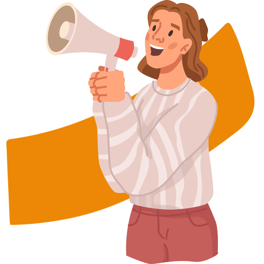 person speaking on a megaphone