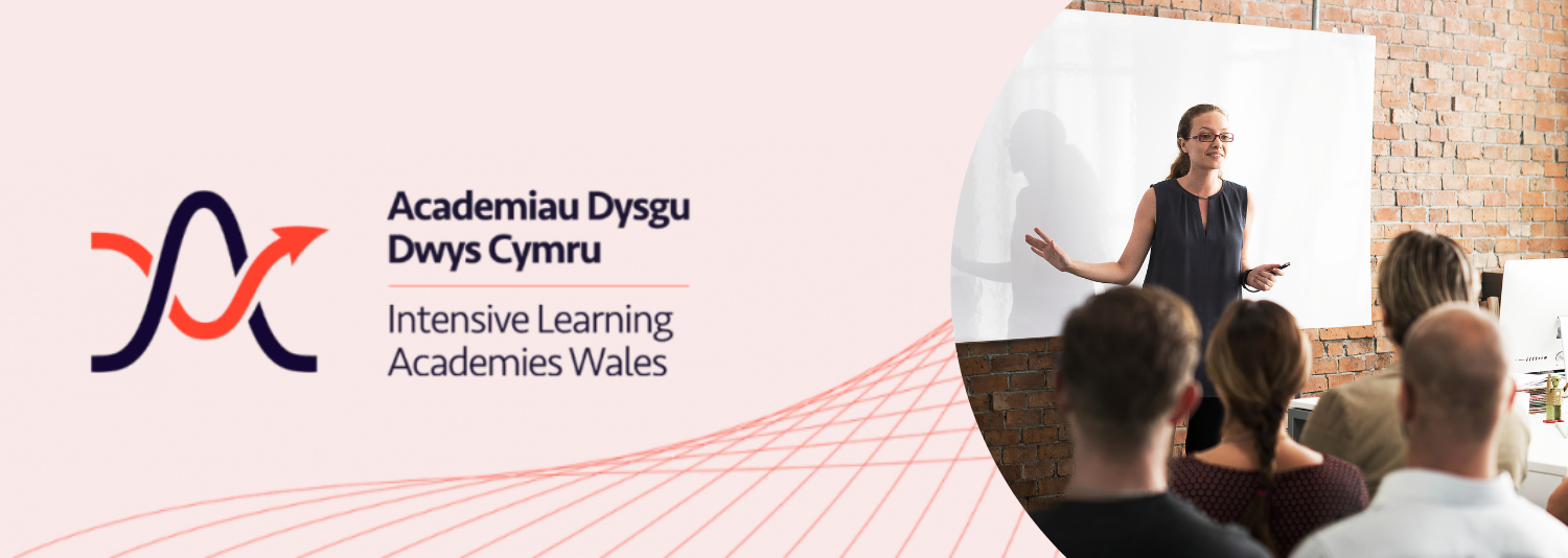 Orange Banner with text that reads Intensive Learning Academies wales