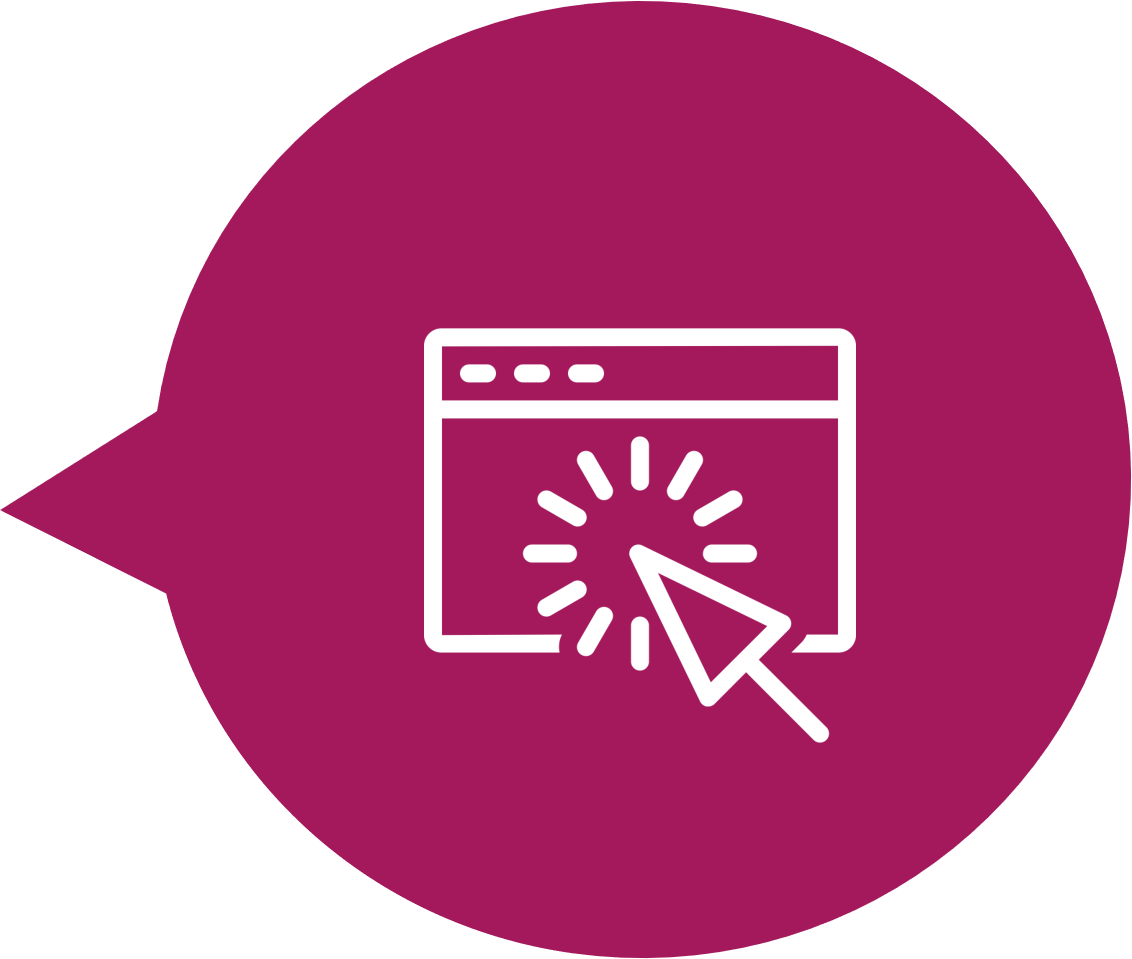 Speech bubble with computer screen