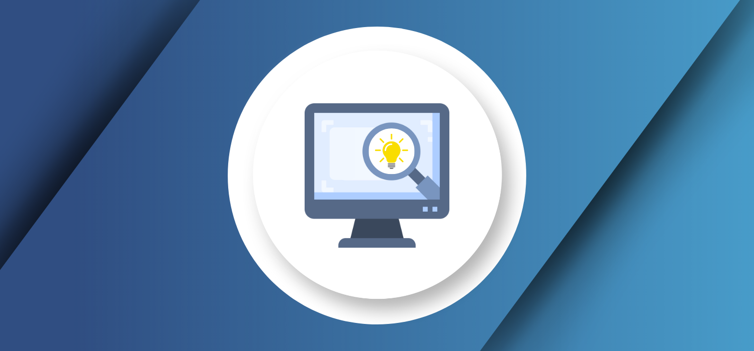 computer with magnifier icon